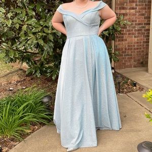 Blue Glittery Prom Gown